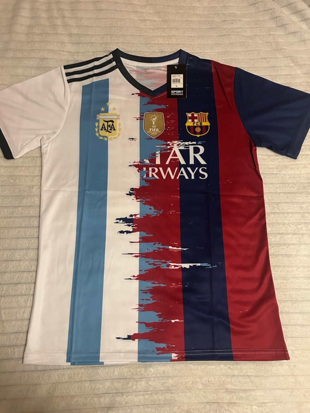 Dual-Club Men's Football Jersey in Blue, White & Red